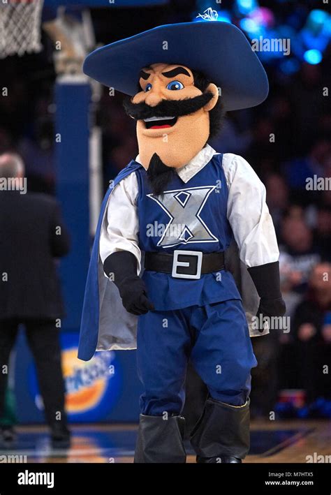 New York, New York, USA. 9th Mar, 2018. Xavier Musketeers mascot during ...