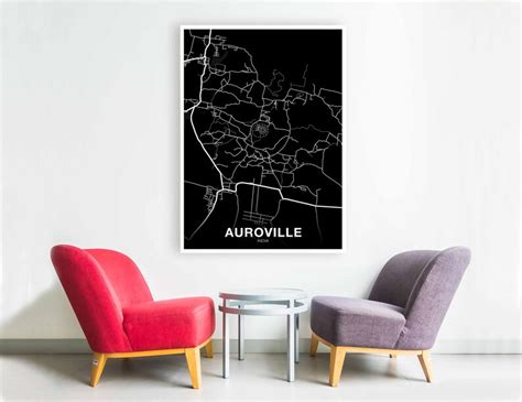 AUROVILLE India Map Poster Hometown City Print Modern Home - Etsy Singapore