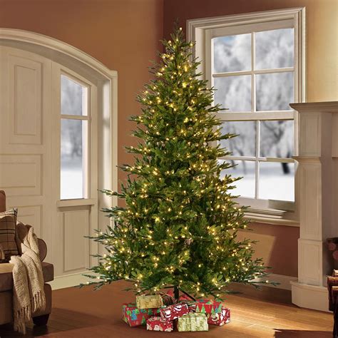 Puleo International 7.5 ft. Pre-Lit Balsam Fir Artificial Christmas ...