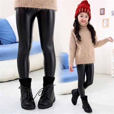 Baby Kids Girls Cute Black Stretchy Faux Leather Skinny Leggings Pants Trousers 2 style for 6 15 ...