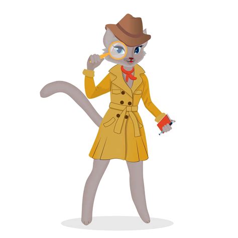 Detective Cat with a magnifying glass in a coat. Vector illustration 3096683 Vector Art at Vecteezy