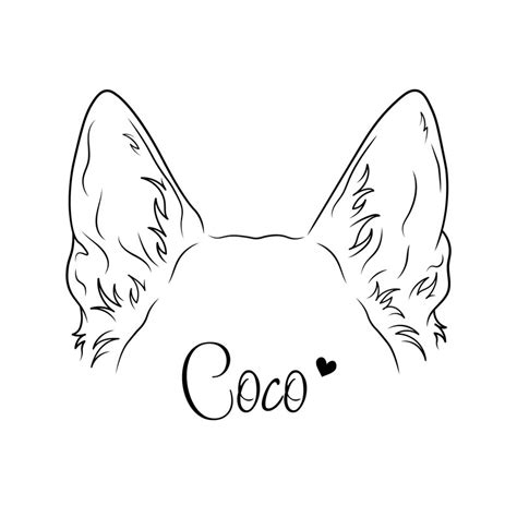 Cat Ear Outline Svg Custom Pet Tattoo Minimalist - Etsy