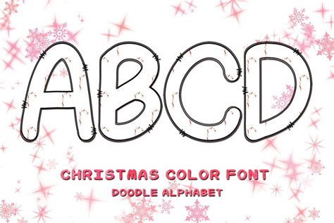 Candy Cane 2 Christmas Font Color Font Doodle Alphabet