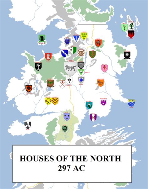 Northern Houses(includes House Poole) | Map, Game of thrones map, Westeros