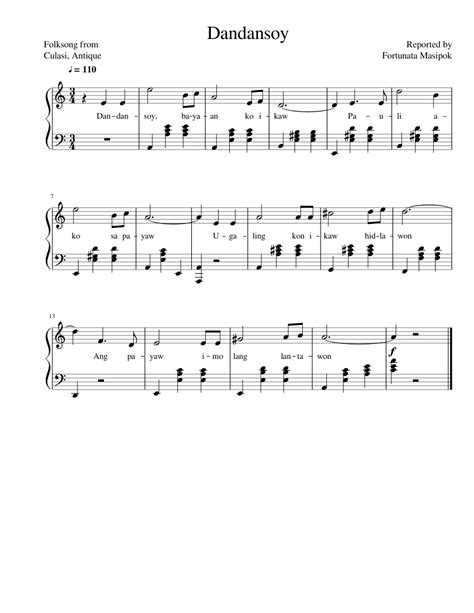 Dandansoy sheet music for Piano download free in PDF or MIDI