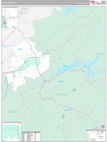 Carter County, TN Wall Map Premium Style by MarketMAPS