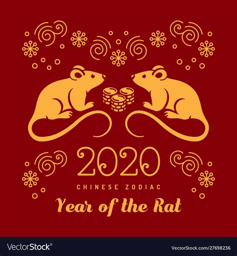 Year rat 2020 chinese zodiac happy new Royalty Free Vector