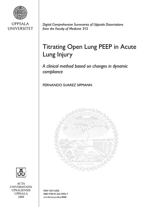 (PDF) Titrating Open Lung PEEP in Acute Lung Injury A clinical method based on changes in ...