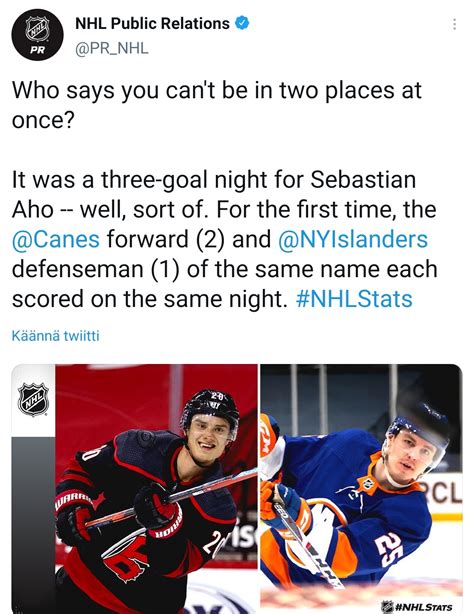 Good day's work for Sebastian Aho and Sebastian Aho : r/nhl