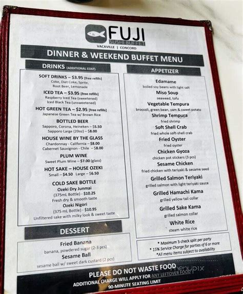 Online Menu of Fuji Sushi Buffet, Concord, CA