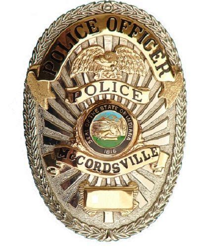 US State of Indiana, City of McCordsville Police Department Badge | Police, Police badge, Badge