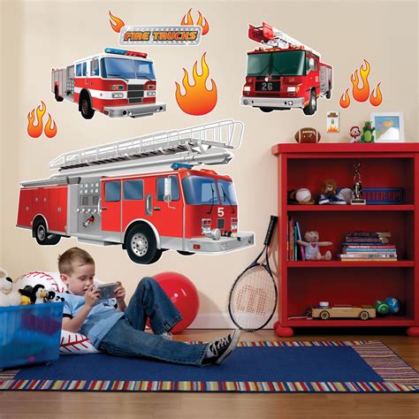 Fire Trucks Giant Wall Decals - PartyBell.com