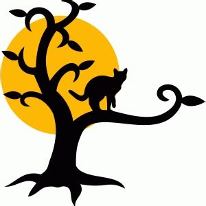 Silhouette Design Store - View Design #93391: black cat tree halloween