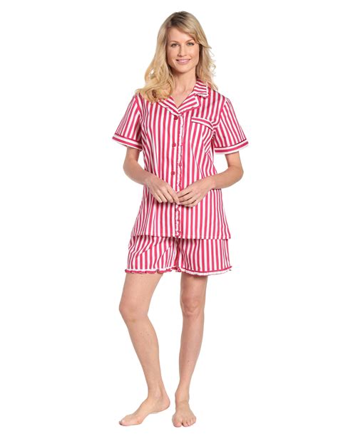 Womens Premium 100% Cotton Poplin Sort Pajama Set with Ruffles – Noble ...