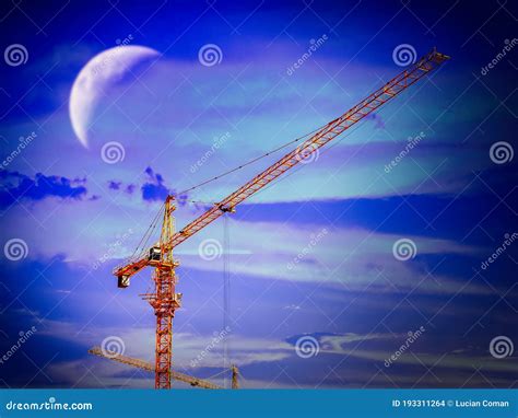 Yellow crane stock photo. Image of construction, maneuverable - 193311264