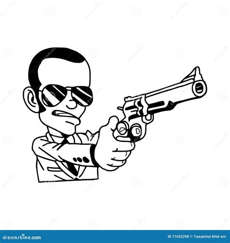 Illustration Vector Doodle Hand Drawn Of Hand Holding Gun Cartoon ...