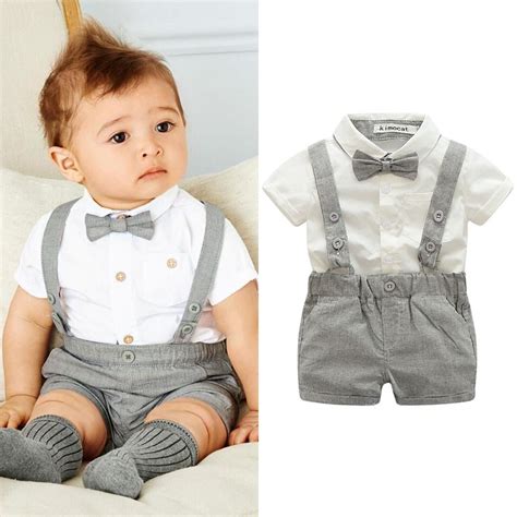 Baby Boy Wedding Formal Suit Bowtie Gentleman Romper Tuxedo Outfit ...