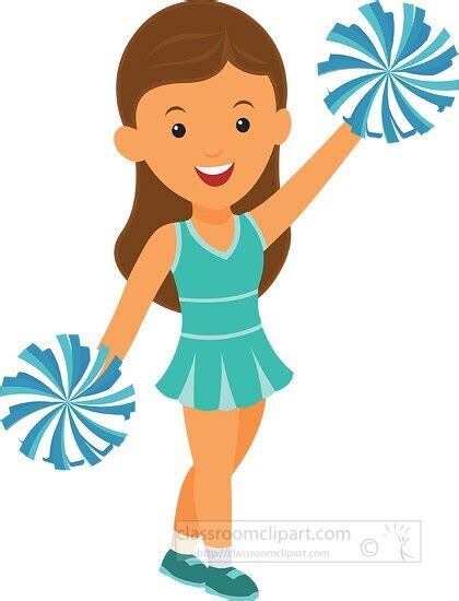 Cheerleading Clipart-happy cheerleaders in green dress clipart