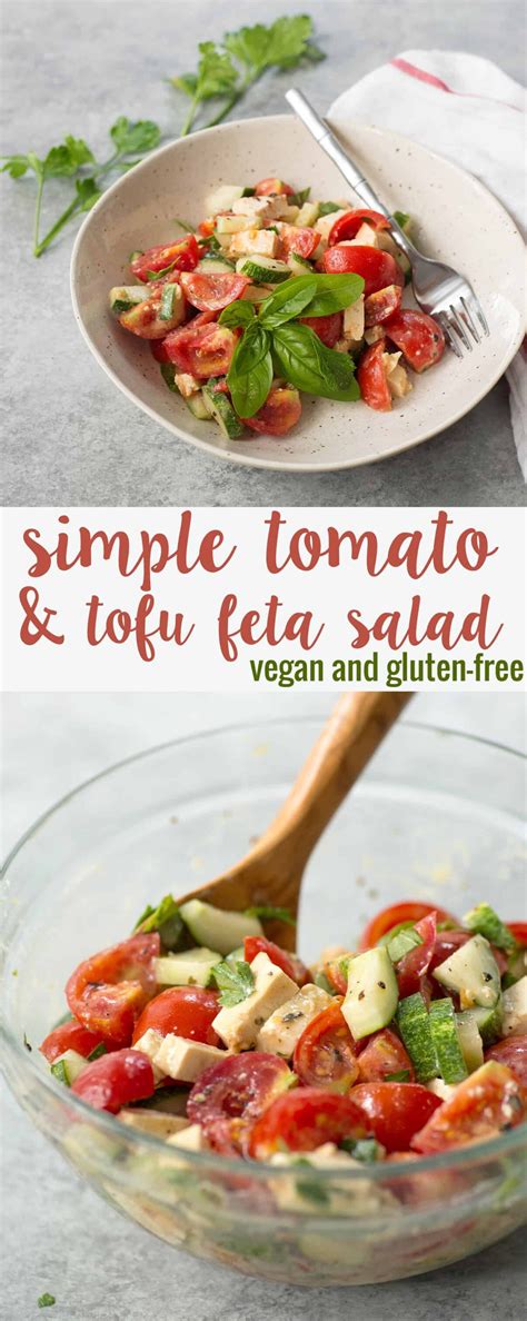 Simple Tomato and Tofu Vegan Feta Salad - Delish Knowledge