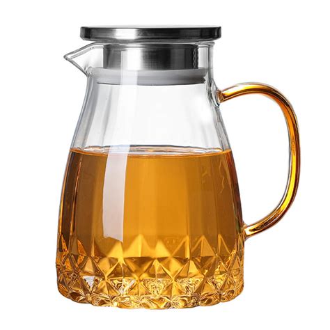 Glass Pitcher Large Capacity Tea Pitcher with Lid Household Glass Water Jug Tea Pot for Hot Cold ...