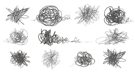 Tangled abstract scribble with hand drawn line set. Doodle elements. vector drawn tangles, lines ...