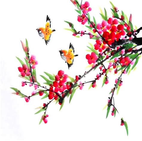 Chinese Peach Blossom Painting 2336064, 33cm x 33cm(13〃 x 13〃)