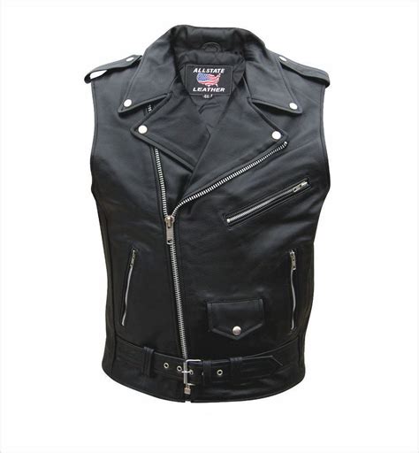 Mens Classic Sleeveless Buffalo Leather Motorcycle Jacket MLSJ07 ...