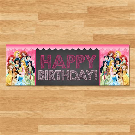 Disney Princess Happy Birthday Banner 1x3 Feet Disney - Etsy