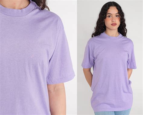 80s Purple T-shirt Plain Tshirt Blank Short Sleeve Shirt - Etsy