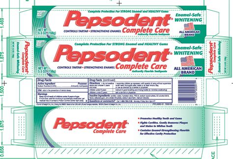 PEPSODENT COMPLETE CARE ENAMEL-SAFE WHITENING- sodium fluoride paste ...