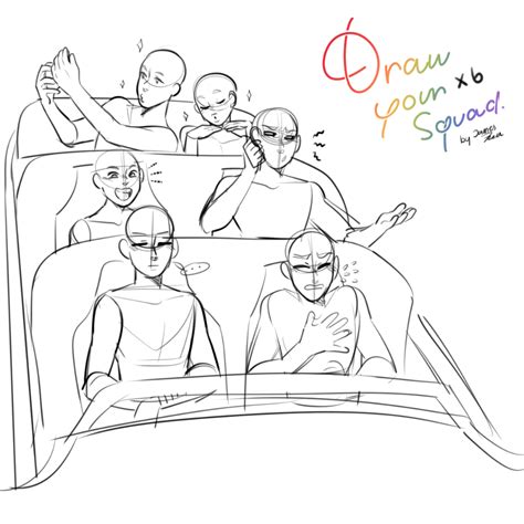 [ Draw your squad Base : 6 people ] by James7Zea on DeviantArt | Funny drawings, Drawing base ...