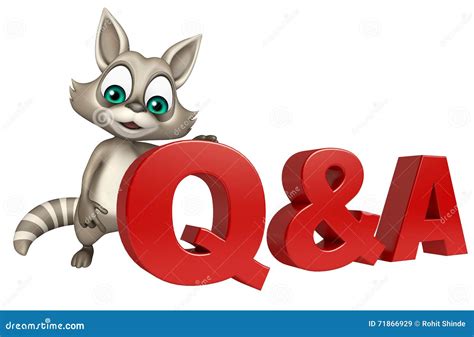 Cute Raccoon Cartoon Character with Q&a Sign Stock Illustration ...