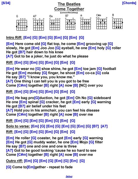 The Beatles - Come Together | Guitar Chords and Lyrics