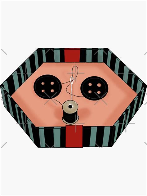 "Coraline button eyes box" Sticker for Sale by Amyiasart | Redbubble