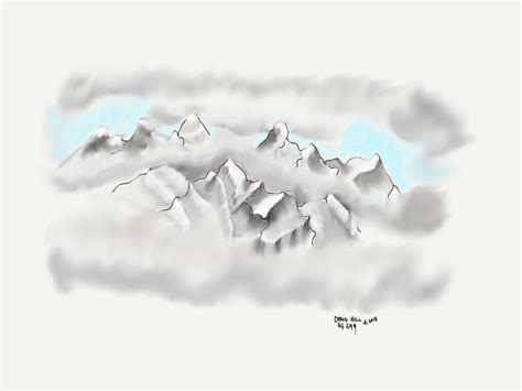 Mountain Peaks thru the Clouds by Doug Hill 하 태우 2018 | Art, Abstract artwork, Art drawings