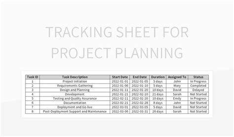 Tracking Sheet For Project Planning Excel Template And Google Sheets File For Free Download ...