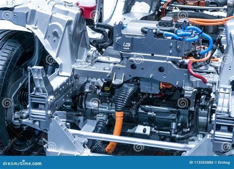 Chassis of the Electric Car with Powertrain and Power Connections ...