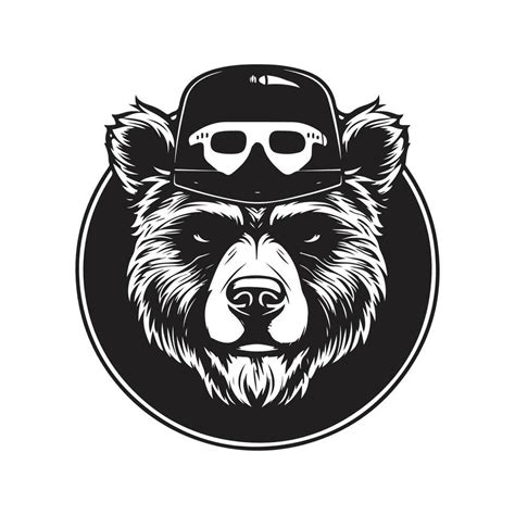 cool bear, vintage logo line art concept black and white color, hand drawn illustration 27615549 ...