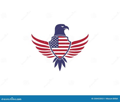 American Flag Eagle Logo Template Stock Vector - Illustration of circle ...