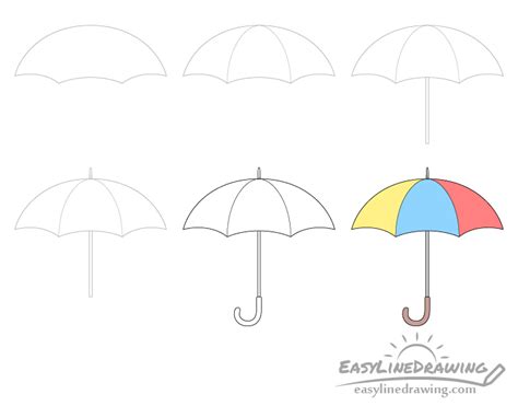 How to Draw an Umbrella Step by Step - EasyLineDrawing