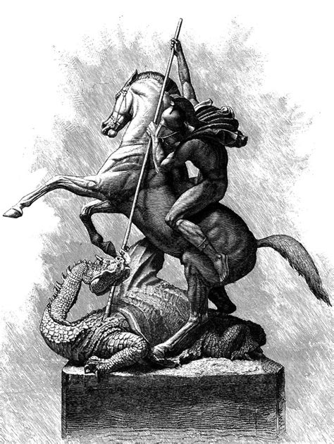 St. George (Saint George) Slaying Dragon Art Print by Lukat | St michael tattoo, Saint george ...