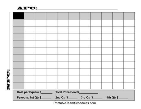 squares template free printable football squares pdf - Allyson Yang