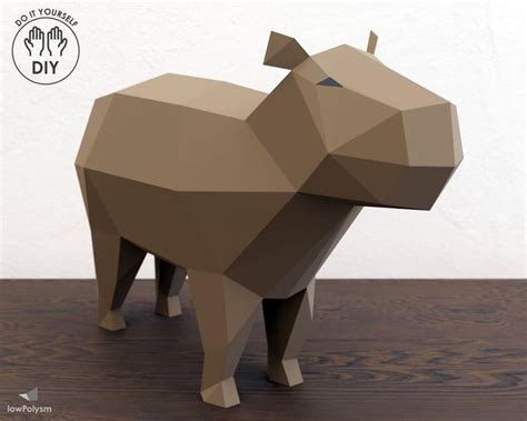 Papercraft Capybara Lowpoly Animal Sculpture, 3d Paper Craft Model, Low ...