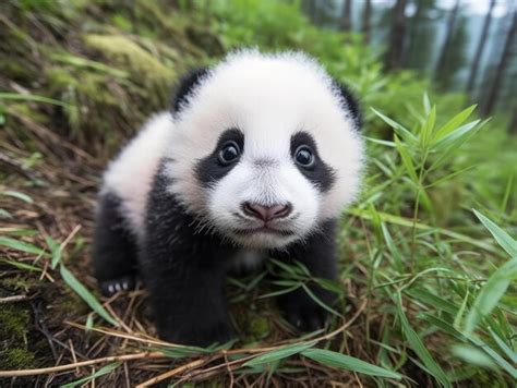 Premium Photo | A baby panda bear in the grass