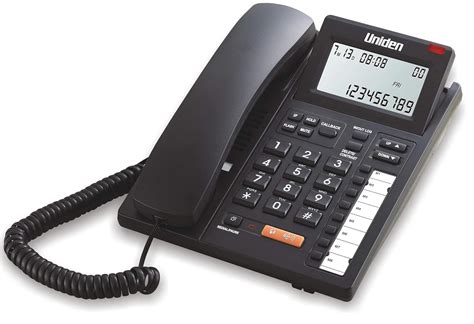 UNIDEN AS7411 Black Corded Landline Phone with Speakerphone & Caller ID, Headset Jack, Large LCD ...