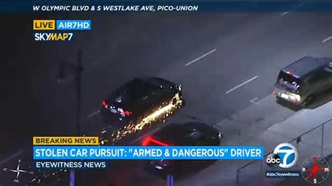 FULL CHASE: Sparks fly as LAPD chases GTA suspect driving on shredded tires - YouTube