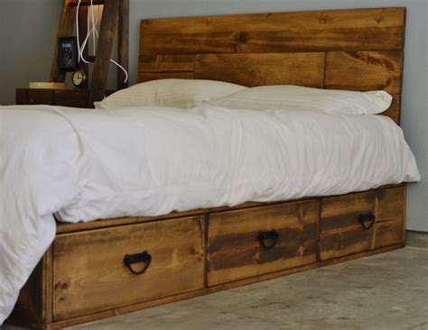 Sale 20% off Rustic Wood Platform Storage Bed with Drawers