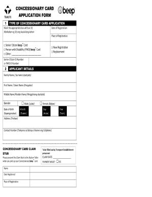 Concessionary Card Bapplicationb Form - Beep Card - Fill and Sign Printable Template Online