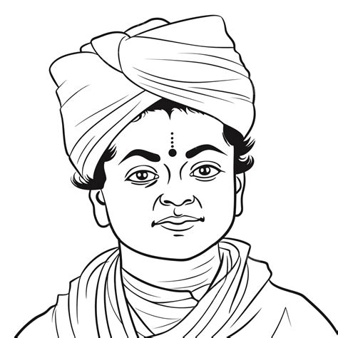 Babu Saheb Sahid Ji Coloring Page Pdf Vector, Basic Simple Cute Cartoon Swami Vivekananda ...