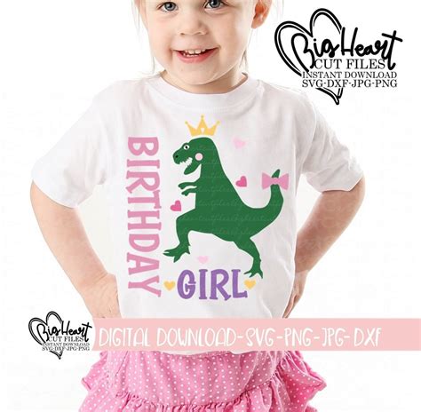 Birthday Girl Dinosaur Svg Png Jpg Dxf Girl Dinosaur Svg | Etsy